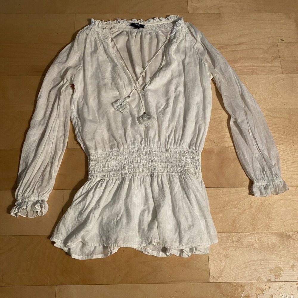 PAIGE Lemay Long Sleeve Boho Dress Cream /XS